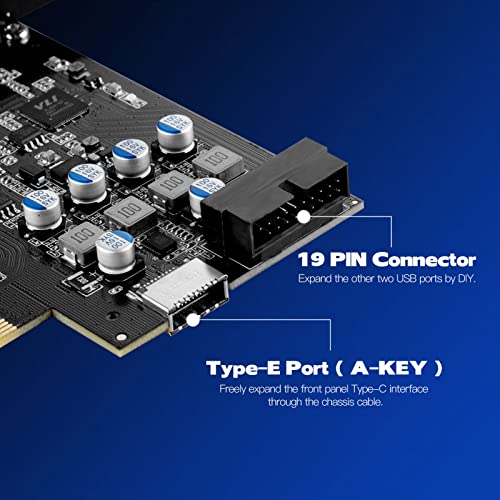 Image of PCIe to USB 3.1 Extension Card with 2 USB C and 2 Internal DIY Port(Type-E,19 Pin USB 3.0 Header) PCI-E Add on Cards 10Gbps PCI Express Front Panel Adapter for Desktop PC