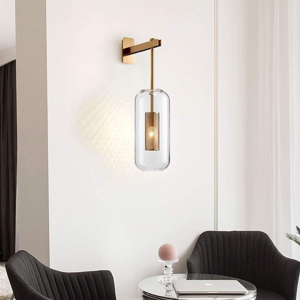 Elegante Lampada da Parete nordica Moderna a LED in Vetro e Metallo con Attacco E14, Lampada da Parete per Camera da Letto, Soggiorno, Studio, Sala da Pranzo, Scale, Veranda, corridoio, ristorant