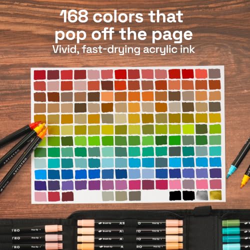 Image of ARTISTRO 168 Dual-Tip Acrylic Paint Marker Pens with Storage Bag