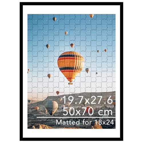 Image of JCJMY 19.7x27.6 Puzzles Frame for 50x70 cm Puzzle Poster Photo Picture, Display 18x24 with Mat or 19.7 x 27.6 without, Wall Hanging 19.7 by 27.6 inch 1000 Pieces Puzzles Frame, Black