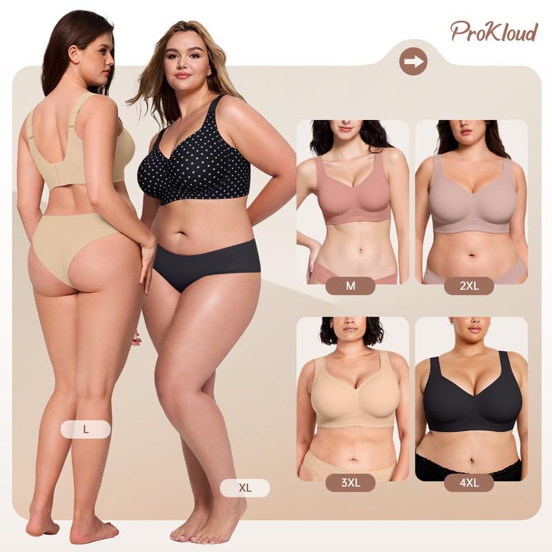 Image of ProKloud Jelly Bras for Women No Underwire Wireless Bra with Support and Lift Full Coverage Plus Size Comfy Seamless Bra