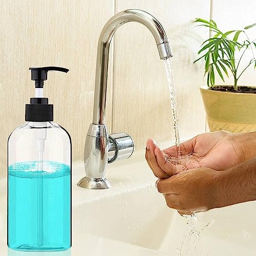 Image of Prakash 500ML Transparent Empty Bottle (Pack of 3) Portable Clear BPA-Free Cylinder Shampoo Lotion Hand Pump Bottle Durable Refillable Containers for Massage Oil, Liquid Soap