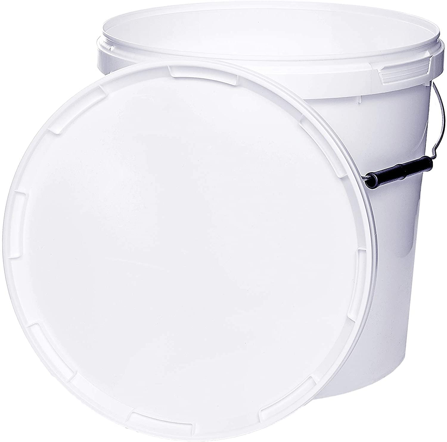 Lot de 4 seaux de 20 l avec couvercle - Coloris : blanc signalisation similaire à RAL 9016