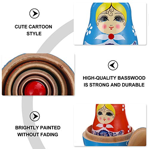 Toyvian Russische Matroschka Puppen 5 traditionelle Babuschka Matrjoschka Holzpuppen Mädchen Figuren Stapeln Puppen Spielzeug Geschenk für Kinder Geburtstag 11 cm hohe Zufälliger Stil