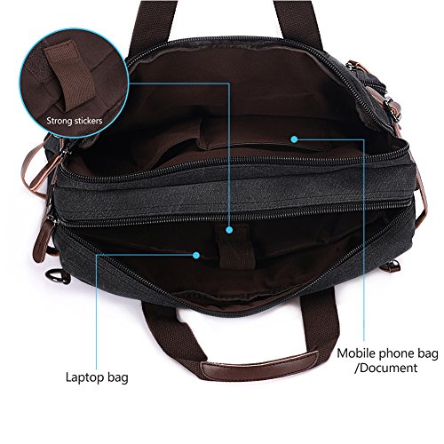 Briefcase for 15.6 Inch Laptop convertible Backpack,Messenger bag Bookbag for College Men - Image 6