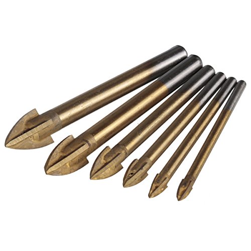 CoCocina Titanium Carbide Glass Drill Bit Cross Spear Point Head Drill Bit For Wall Ceramic Tile - 4mm