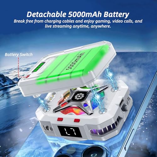 Image of Magnetic Mobile Phone Cooler: Semi-conductor Phone Cooling Fan with Rechargeable Battery, Cellphone Radiator with RGB Colorful Light for Gaming, Video Calls, Live Streaming, and Vlog