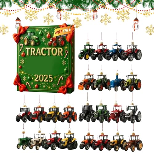 Calendrier de l'Avent de tracteur – Décorations de Noël de tracteur, compte à rebours de véhicule de ferme | Calendrier à thème agricole avec surprises...