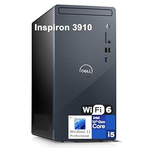 Dell Inspiron 3910 Tower Business Desktop Computer, 12th Gen Intel Hexa-Core i5-12400 (Beat i7-11700), 16GB DDR4 RAM, 512GB PCIe SSD, WiFi 6, Bluetooth, RJ45, Type-C, HDMI, DisplayPort, Windows 11 Pro