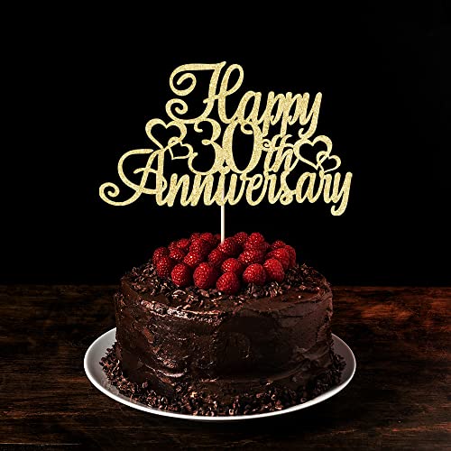 Arokippry Happy 30Th Anniversary Cake Topper，For 30Th Wedding Anniversary / 30Th Anniversary Party，Birthday Party Decorations Golden Flash (30) #TOP5