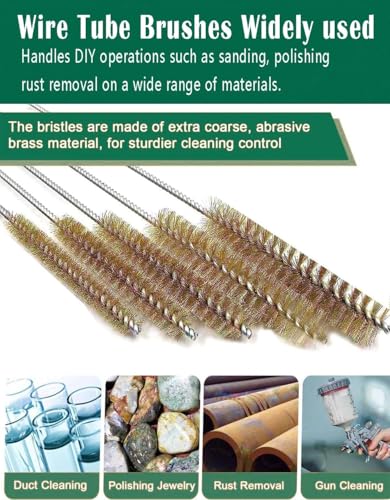 Chiloskit Rohrbürsten-Set, 14 mm, Messingdraht, 10 Stück, Goldfarben, Silberfarben, Metall, Reinigungswerkzeug, Rohrbürste