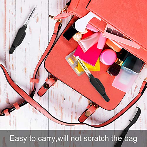 4 Pieces Eyelash Combs Eyebrow Combs Foldable Stainless Steel Teeth Brow Brushes Mascara Brushes Eyebrow Spoolie Grooming Brushes Makeup Tool, Black #TOP4