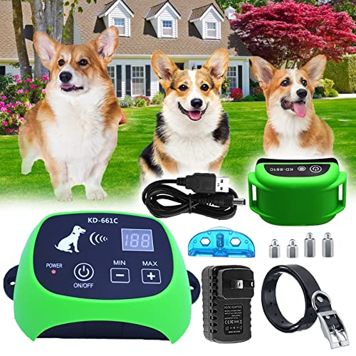 Wireless Dog Fence & Outdoor Training Collar 2-in-1,Boundary Container for Electric Pets,Safe Effective Vibrate/Shock Dog Containment System,Adjustable Range,Waterproof,Rechargeable,Harmless for Dogs,