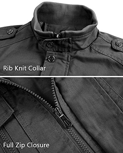 Hjwwin Men's Cotton Lightweight Military Jacket Army Cargo Style Spring Fall Bomber Jacket Casual Outerwear With Pockets #TOP2