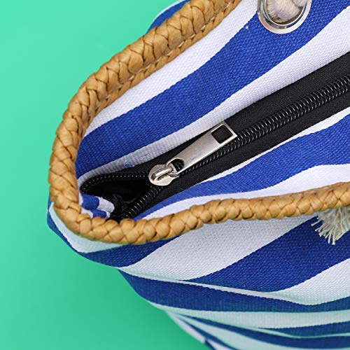 BESPORTBLE Bolsa feminina listrada com estampa de lona, bolsa de mão, bolsa de compras, bolsa de pra
