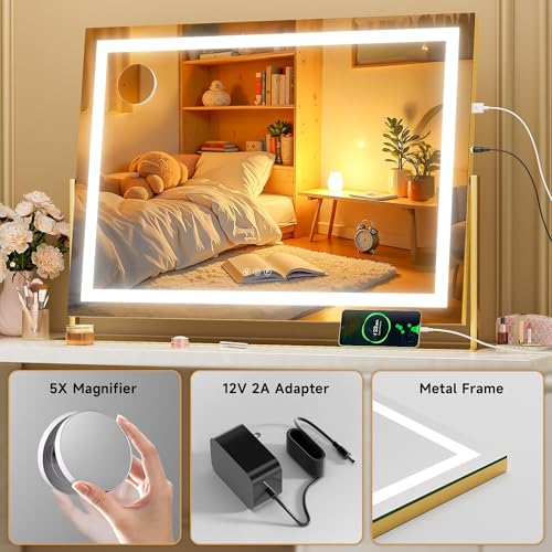 Espejo de maquillaje LED Hasipu regulable de 75 x 55 cm con aumento de 10X para tocador 7