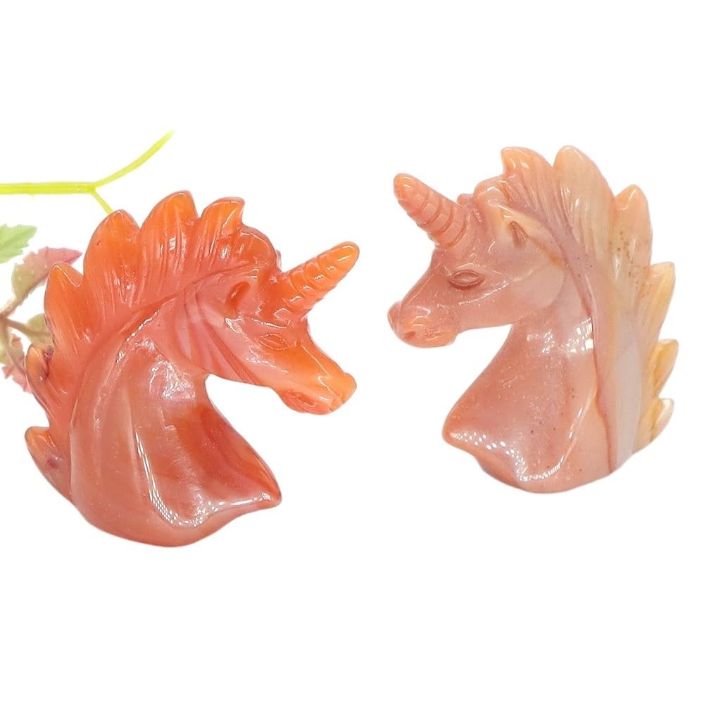 2" Statua jednorożca naturalny ametyst kryształ ręcznie rzeźbiony kamień leczniczy figurka zwierzątko rzemiosło dekoracji wnętrz prezent na walentynki (Color : Red Agate, Size : 3pcs)