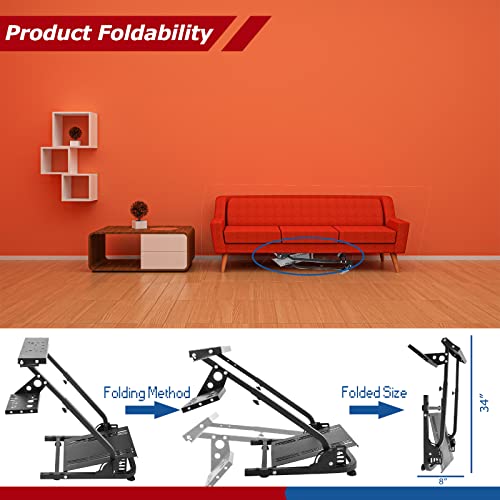 Minneer G25/G27/G29/G920 Racing Steering Wheel Stand, Applicable To T248Ps/T248Xbox Simulator Cockpit Adjustable Height Foldable Wheel Pedals Not Included #TOP5