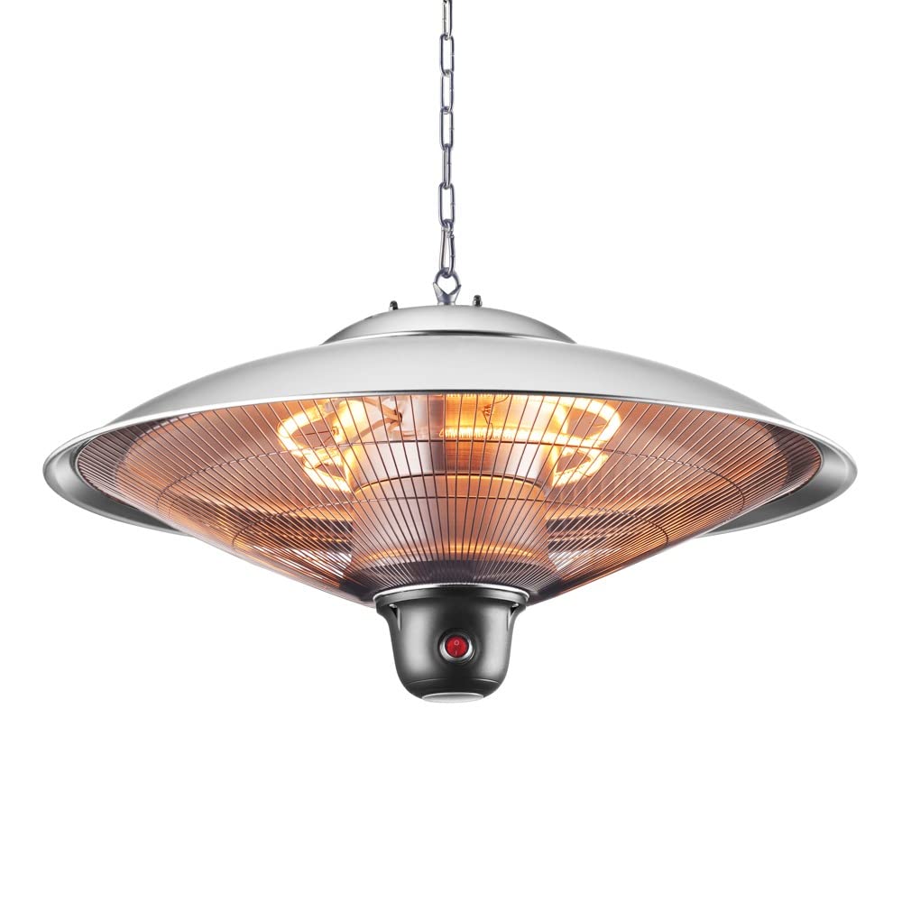LITECRAFT 2000 Watt LED Ceiling Pendant Halogen Element Radiant Patio Heater - Silver