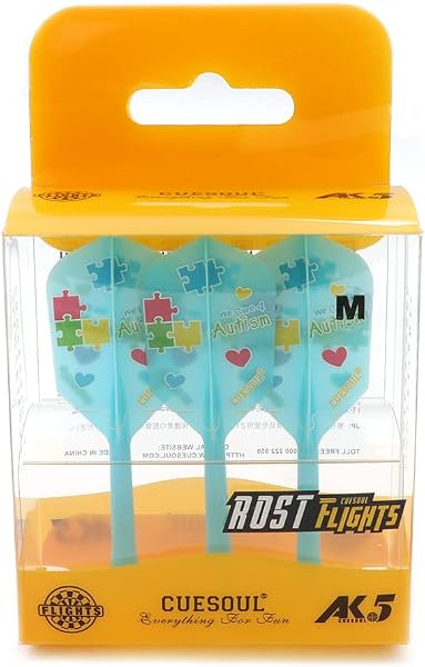 CUESOUL Rost Eje de dardo Integrado y Plumas estándar/lágrima de Pera/Forma Delgada con patrón Atractivo, Juego de 3 Piezas - 1