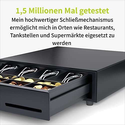 ACROPAQ Kassenschublade - Öffnung manuell mit Druckknopf, Kassenlade 33 x 33 cm, Unterbau geeignet - Kasse, Cash Register, Bargeldkasse - Schwarz
