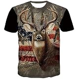 QCIV Deer T Shirts for Men American Flag T-Shirt Elk Hunting Shirt Short Sleeve (L, Elk Hunting)