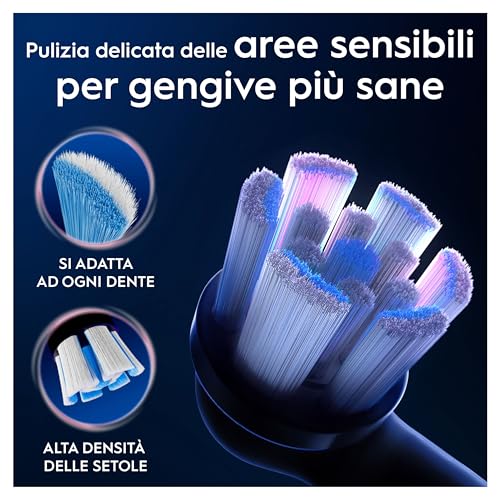 Oral-B Testine di Ricambio iO Gentle Care Nere per Spazzolino Elettrico Oral B, 8 Testine Rotonde Autentiche per Gengive Sensibili, Setole angolate per rimuovere la placca - Immagine 2
