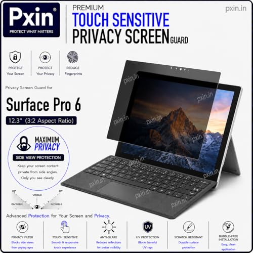 Image of Pxin Aura | Compatible with Microsoft Surface Pro 6 | Ultra Touch Sensitive Privacy Screen | Anti Blue | Anti Glare | UltraThin for Hyper Touch | Anti UV | Privacy Filter