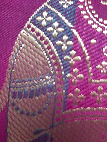 Original Kikan Kissenbezug aus indischem Elefanten-Mandala, Seide, Sari-Brokat, Boho-Stil, Heimdekoration, 40,6 x 40,6 cm, Reißverschluss, Banarsi, ethnisch, handgefertigt, Patchwork (Rosa)
