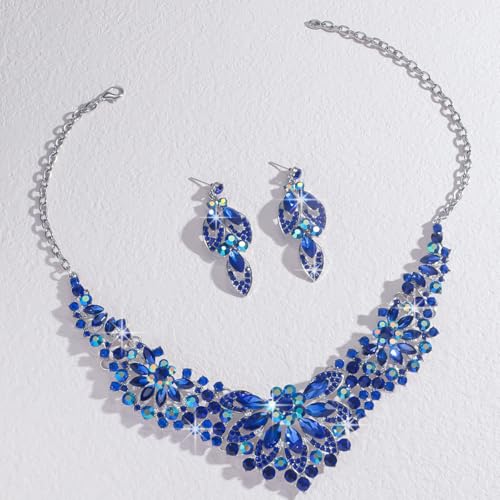 Image of Shining Diva Fashion Stylish Design Fancy Crystal Necklace Jewellery Set for Women | Trendy Celebrity Inspired Jewellery