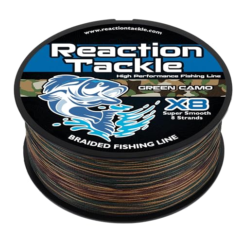 Reaction Tackle Braided Fishing Line - Pro Grade Power Performance for Saltwater or Freshwater Fish - Colored Fishing Line Braid for Extra Visibility - X8 Green Camo 40 Lb (1000 Yards) by Reaction Tackle - Used condition - US$47.86