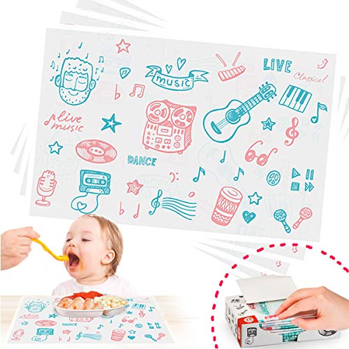 Image of NEWVAVA Disposable Placemats, Stick-on Placemat Table mat Table Topper and Eco-Friendly Tablecloth Portable for Kids, Baby, Toddler