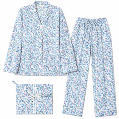 Image of Huar Cotton Pajamas Set for Women - Luxurious Cotton Womens Pajama Sets - Comfortable Christmas PJ Set, Breathable & Light Pj