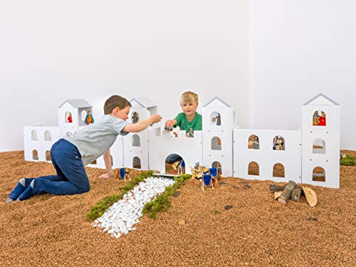 Betzold 754574 - Holz-Ritterburg für Kinder, 8-teilig, groß und stabil - Burg Ritter Spielen – Bild 4