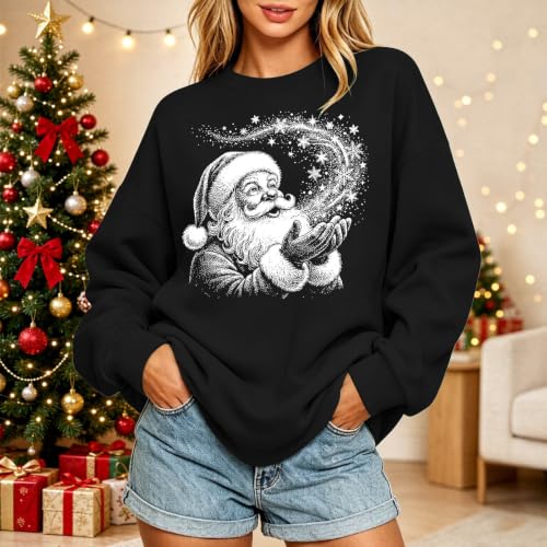Christmas Sweatshirts for Women Santa Claus Graphic Pullover Holiday Tops - image 2