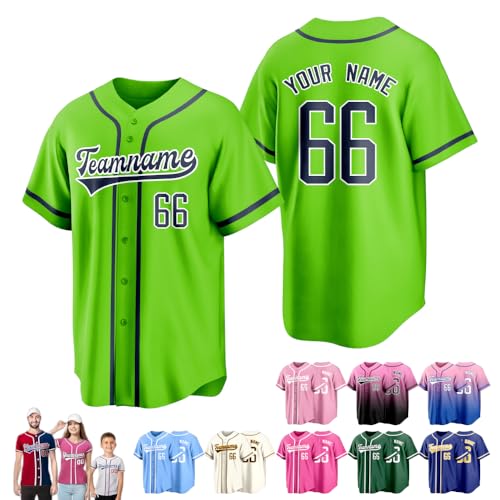 Camiseta personalizada de béisbol con nombre, número y logo bordado impreso para hombres, mujeres y niños miniatura 1