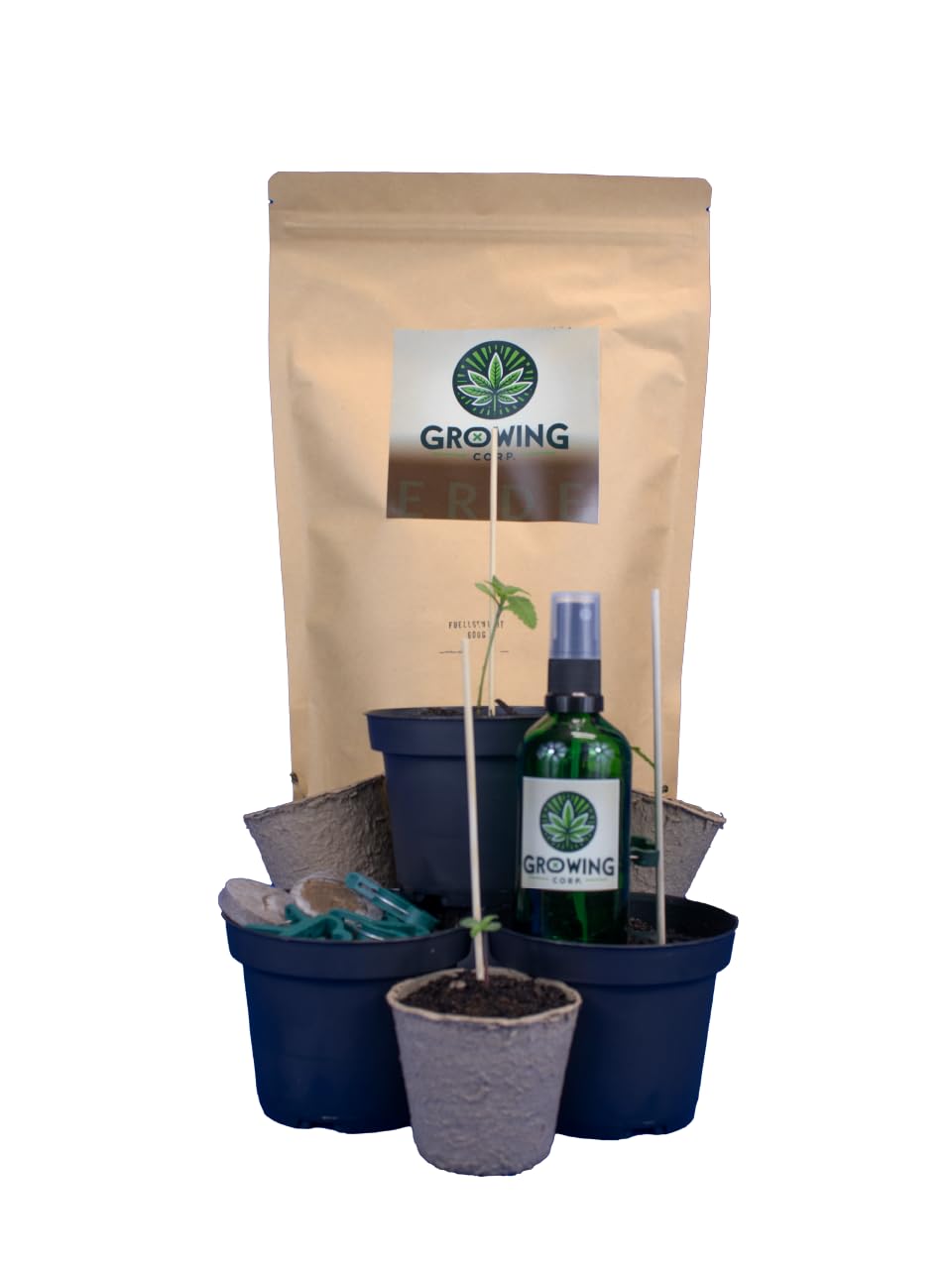 Cannabis Anbau Starter-Kit/Set für drei Gras/-Weed Pflanzen inkl. Anbauanleitung und Zubehör 18-teilig