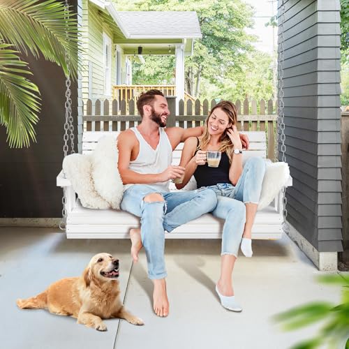 Image of VINGLI 2026 Upgraded 4 FT Wooden Porch Swing, 880 LBS Heavy Duty, White