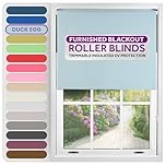 FURNISHED Roller Blinds Thermal Blackout Roller Blind - Trimmable Insulated UV Protection Child Safe Easy Fit Home Office Window Blinds, Duck Egg Blue, 50 cm Wide x 165 cm Long
