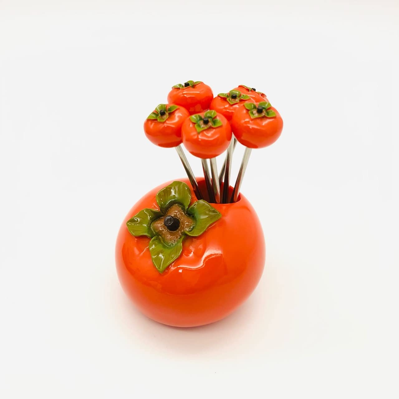 かきぴ Amazon | 柿フルーツピックセット 柿型 和風 フルーツ おやつ 便利な