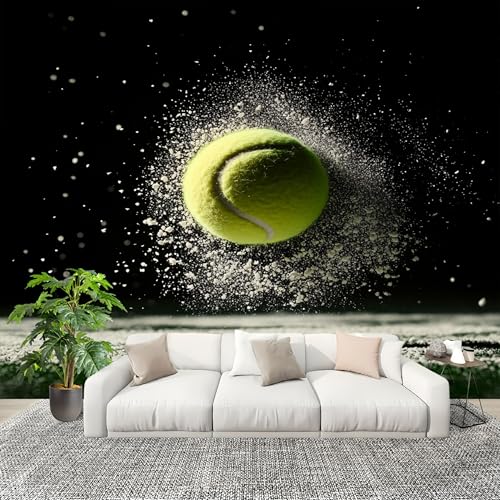 Papel Pintado Mural Foto 350x256cm Tema Deportivo De Tenis Papel pintado tejido no Tejido Murales Moderna Diseno Fotográfico Negro Decoración de Pared Sala de Estar y Dormitorio