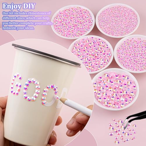 Image of Resin Rhinestones for Crafting with 3Pcs 10ml B7000 Jewelry Glue, 1 Box Light Pink AB Flatback Gems Crystals Diamond for Bedazzling Crafts DIY Nail Art Makeup, Gems for Clothing Tumblers Shoes