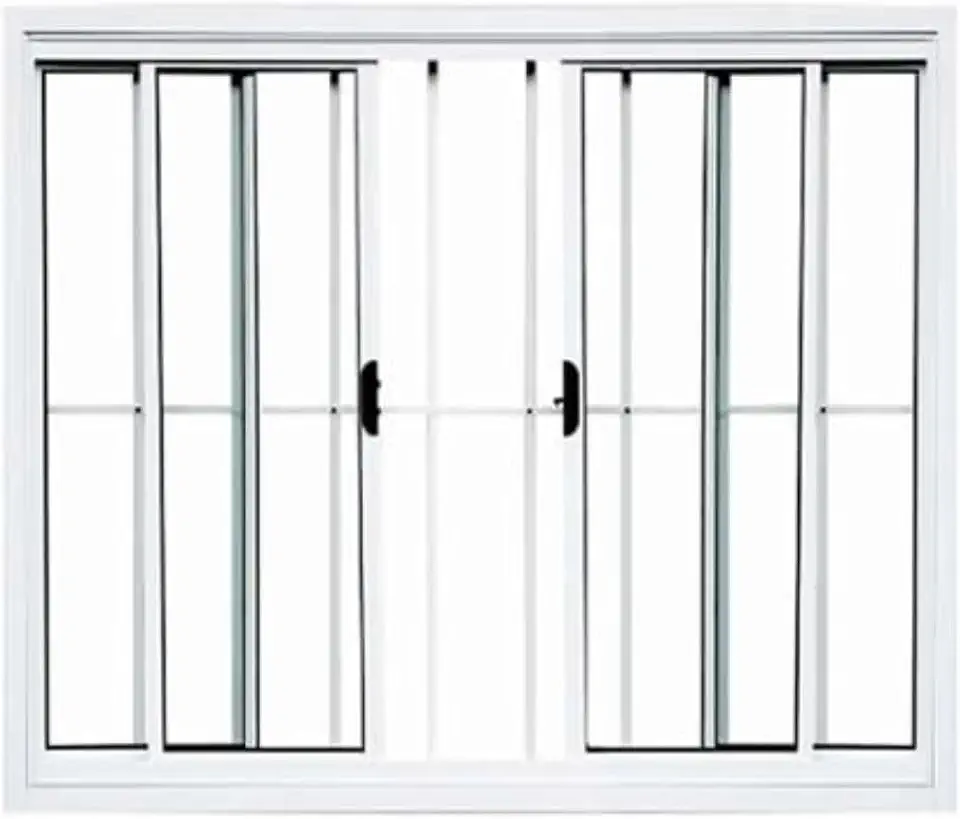 JANELA DE ALUMINIO VITRO 4 FOLHAS 1,00X2,00 COM GRADE BRANCO LINHA 18