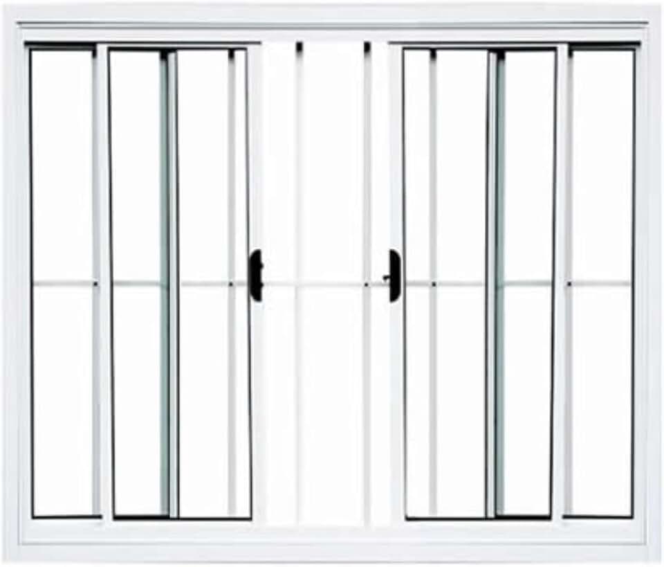 JANELA DE ALUMINIO VITRO 4 FOLHAS 1,00X2,00 COM GRADE BRANCO LINHA 18