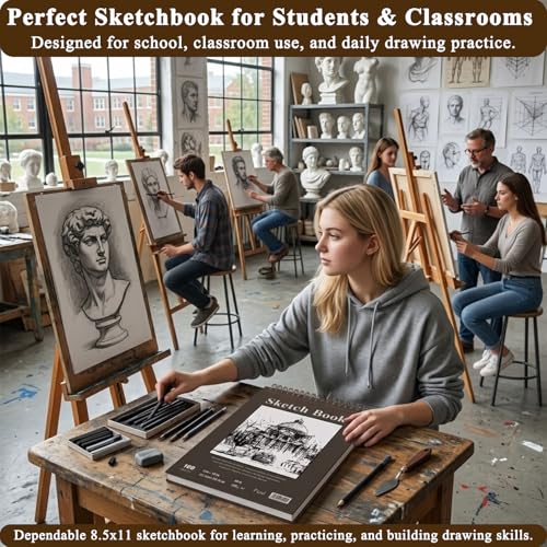 Image of Sketch Book 11 x 14 inch, 100 Sheets Top Spiral Sketchbook, 68lb /100gsm Drawing Paper Pad, Sketch Pads for Drawing for Adults, Large Sketchbook.