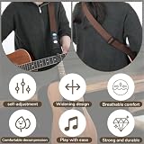 Zyghjort Pasek do gitary akustycznej, gitary elektrycznej i basowej – regulowany pasek bawełniany z torbą na kostkę, 3 kostki gitarowe, 1 para zamków pasowych, uniwersalne akcesoria gitarowe