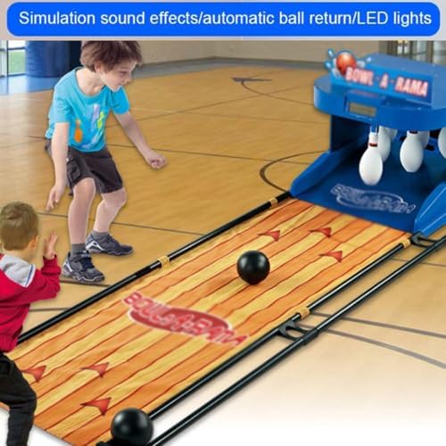 NGWEI Indoor Bowling Alley for Kids, Automatic Reset Electronic Bowling Game with Lights & Sounds, Foldable 11ft Family Fun Set, Perfect for Home Entertainment