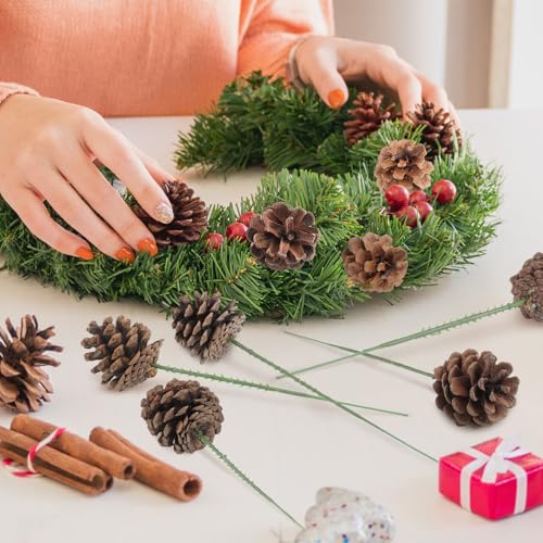 Larber LB036 36 Pcs Pine Cones 3 Sizes Christmas Pine Cones With Green Picks Pinecone Ornaments For Christmas Tree Wreath Garland Crafts Thanksgiving Fall Home Decor thumb #4