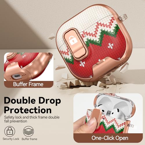 Image of for AirPod 4 Case, with Safty Lock & Phone Stand for Floral AirPod 4 Generation Case Cover for Women Girly, iPod 4 Cases with Keychain & Cleaner Kit -Red Checkered