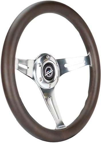 Miniatura 2 de NRG Innovations NRG-ST-015SL-OAK - Volante clásico de grano de madera, 13.780 in, 3 radios cromados, madera de color roble, caoba